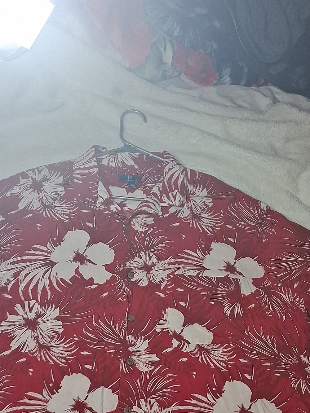George Red Floral Button-Down 2XL Shirt